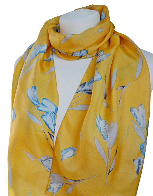 Jeelow Damen-Schal Aus Seidenwolle, Mit Blumenstickerei & Perlen – Leicht, 190x70 Cm, Für Hochzeit, Party & Büro